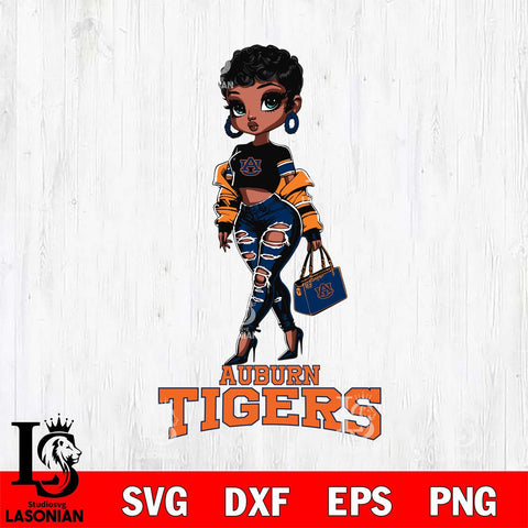 Auburn Tigers Beautiful Black Fan Girl, Svg Eps Dxf Png File, Digital Download