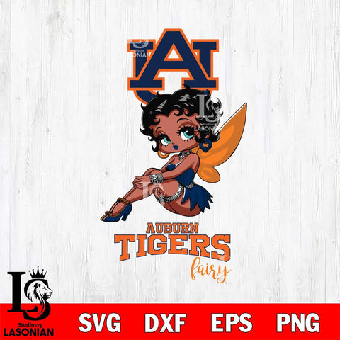 Auburn Tigers Beauty Black Fairy Betty Boop, Svg Eps Dxf Png File, Digital Download