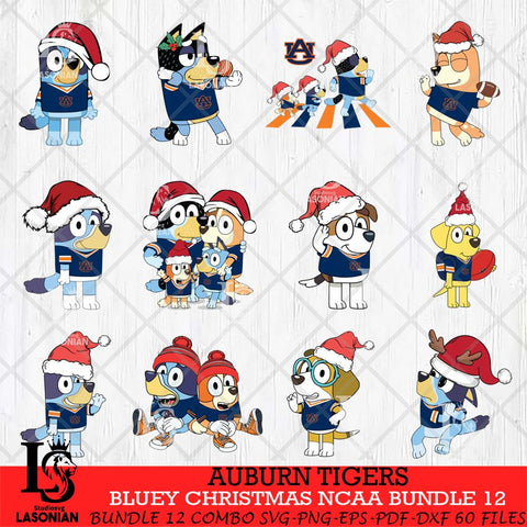 Auburn Tigers Bluey Christmas NCAA Bundle 12 SVG Eps Dxf Png File, Digital Download, Instant Download