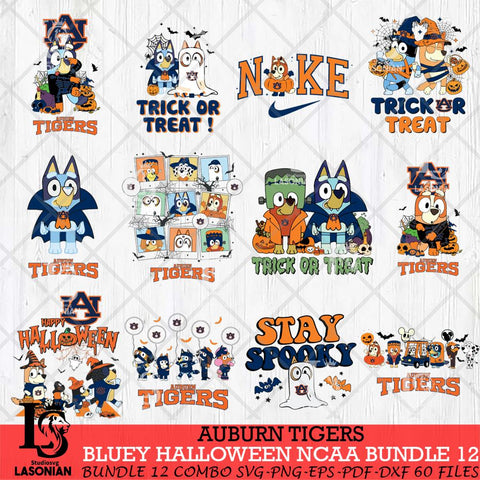 Auburn Tigers Bluey Halloween NCAA 12 SVG Eps Dxf Png File, Bundle NCAA svg, Digital Download, Instant Download