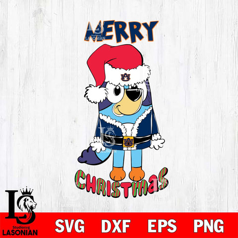 Auburn Tigers Bluey Merry Christmas Bluey Santa Claus Svg Eps Dxf Png File, Digital Download