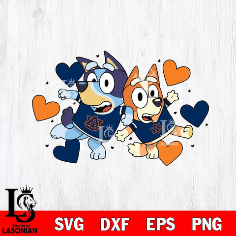 Auburn Tigers Bluey heart Svg Eps Dxf Png File, Digital Download, Instant Download