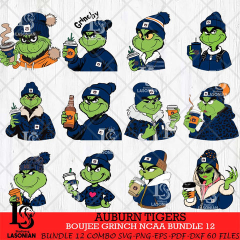 Auburn Tigers Boujee Grinch NCAA Bundle 12 SVG Eps Dxf Png File, Digital Download, Instant Download