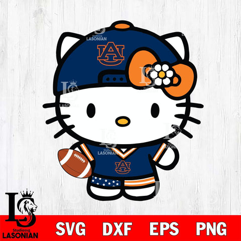 Auburn Tigers Cute Hello Kitty Football 10 Svg Eps Dxf Png File, NCAA svg, Digital Download, Instant Download