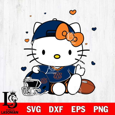 Auburn Tigers Cute Hello Kitty Football Svg Eps Dxf Png File, NCAA svg, Digital Download, Instant Download