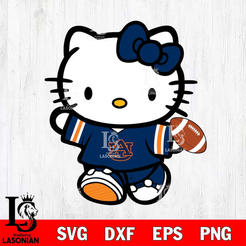 Auburn Tigers Cute Hello Kitty Football 7 Svg Eps Dxf Png File, NCAA svg, Digital Download, Instant Download