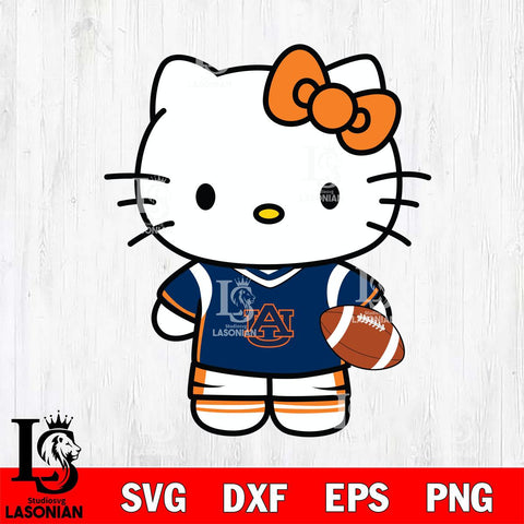 Auburn Tigers Cute Hello Kitty Football 8 Svg Eps Dxf Png File, NCAA svg, Digital Download, Instant Download