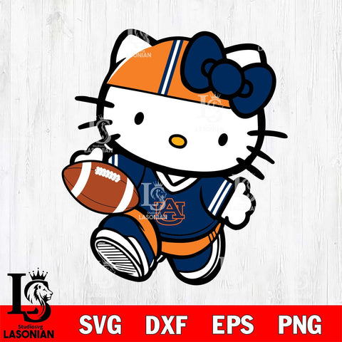 Auburn Tigers Cute Hello Kitty Football 9 Svg Eps Dxf Png File, NCAA svg, Digital Download, Instant Download