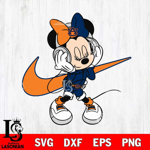 Auburn Tigers Cute Minnie Mouse Dancing Svg Eps Dxf Png File, NCAA svg, Digital Download, Instant Download