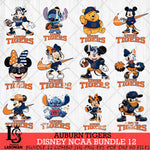 Auburn Tigers Disney NCAA Bundle Svg PNG 12 Svg Eps Dxf Png File, Digital Download