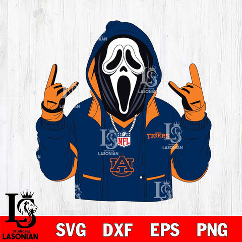 Auburn Tigers Ghostface Scream Football Halloween Svg Eps Dxf Png File, NCAA svg, Digital Download, Instant Download