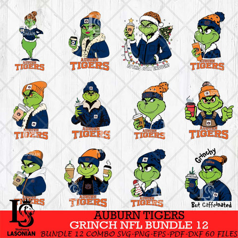 Auburn Tigers Grinch NCAA Bundle 12 SVG Eps Dxf Png File, Digital Download, Instant Download