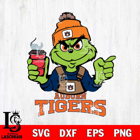 Auburn Tigers Grinch with coffee Svg Eps Dxf Png File, Digital Download, Instant Download