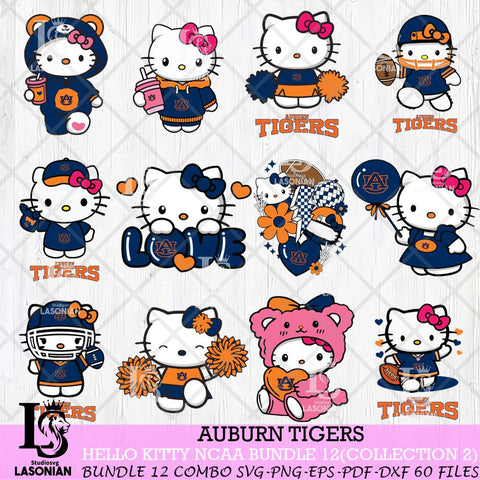 Auburn Tigers Hello Kitty Bundle 12 SVG Svg Eps Dxf Png File, Digital Download, Instant Download