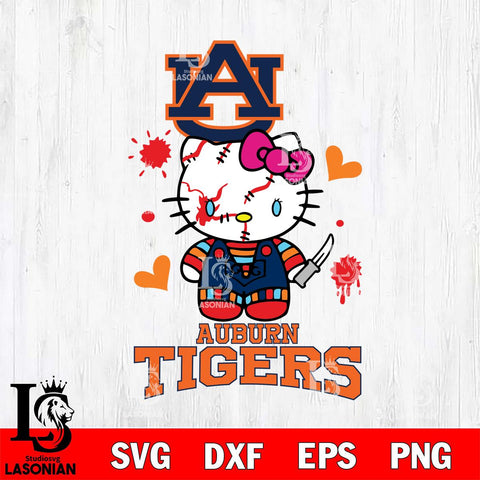 Auburn Tigers Hello Kitty Horror 2 Svg Eps Dxf Png File, Digital Download