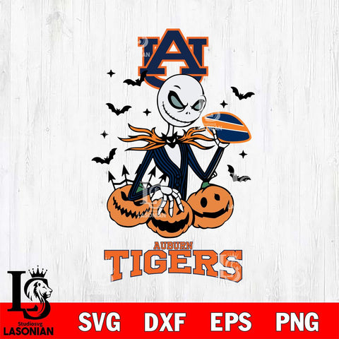 Auburn Tigers Jack Skellington 2 halloween Svg Eps Dxf Png File, NCAA svg, Digital Download, Instant Download