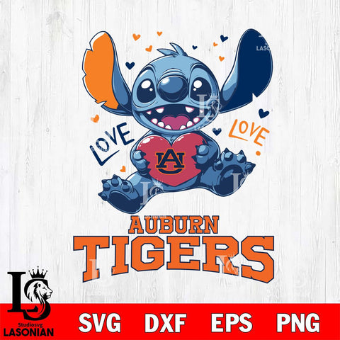 Auburn Tigers Love Stitch, Svg Eps Dxf Png File, Digital Download