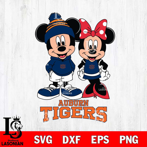 Auburn Tigers Mickey Minnie Mouse Cute Football Svg Eps Dxf Png File, NCAA svg , File Cut , Digital Download , Instant Download, Cut Svg Files