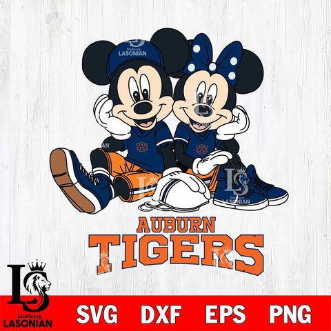 Auburn Tigers Mickey Minnie Mouse Football Sit Svg Eps Dxf Png File, NCAA svg , File Cut , Digital Download , Instant Download, Cut Svg Files