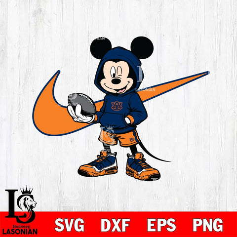 Auburn Tigers Mickey Wearing Hoodie Sport Svg Eps Dxf Png File, NCAA svg, Digital Download, Instant Download