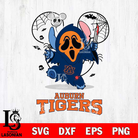 Auburn Tigers Stitch Ghost Face Halloween 2 Svg Eps Dxf Png File, Digital Download, Instant Download