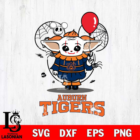 Auburn Tigers Stitch Pennywise Halloween Svg Eps Dxf Png File, Digital Download, Instant Download