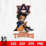 Auburn Tigers Style Black Fan Girl Betty Boop, Svg Eps Dxf Png File, Digital Download