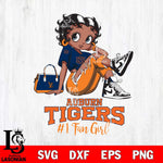 Auburn Tigers #1 Black Fan Girl Betty Boop, Svg Eps Dxf Png File, Digital Download