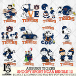 Auburn Tigers  Snoopy NCAA Bundle 12 SVG Svg Eps Dxf Png File, Digital Download