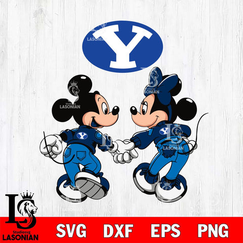 BYU Cougars Fan Minnie And Mickey Love Svg Eps Dxf Png File, Digital Download, Instant Download