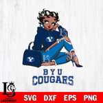 BYU Cougars Awesome Black Fan Girl Betty Boop, Svg Eps Dxf Png File, Digital Download