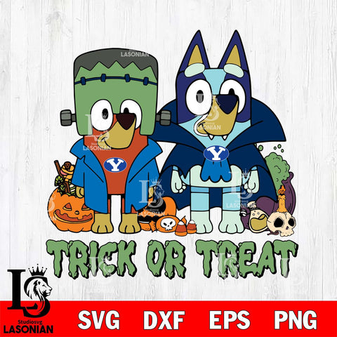 BYU Cougars Bluey Halloween Trick or Treat Svg Eps Dxf Png File, Digital Download, Instant Download