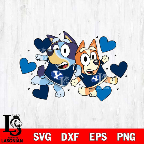 BYU Cougars Bluey heart Svg Eps Dxf Png File, Digital Download, Instant Download