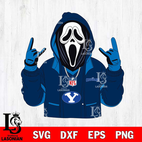 BYU Cougars Ghostface Scream Football Halloween Svg Eps Dxf Png File, NCAA svg, Digital Download, Instant Download