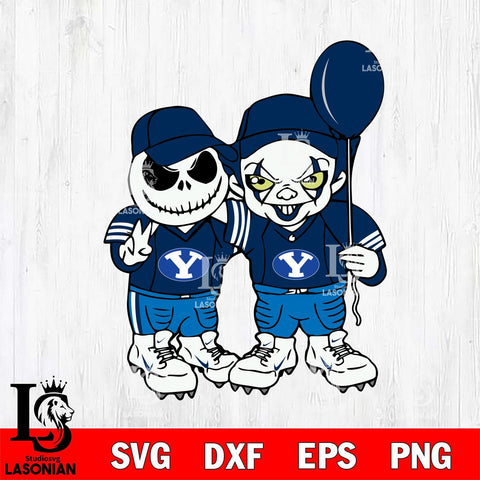 BYU Cougars Jack Skellington And Pennywise Football Svg Eps Dxf Png File, NCAA svg, Digital Download, Instant Download