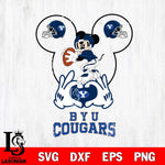 BYU Cougars Mickey Heart Rugby Svg Eps Dxf Png File, Digital Download ,Instant Download, Cricut File