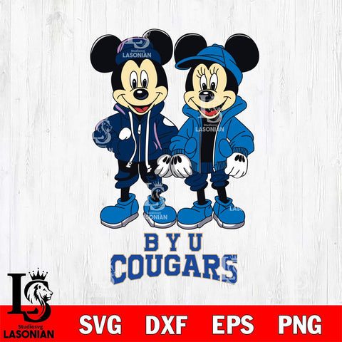 BYU Cougars Mickey Minnie Mouse Football Svg Eps Dxf Png File, NCAA svg , File Cut , Digital Download , Instant Download, Cut Svg Files