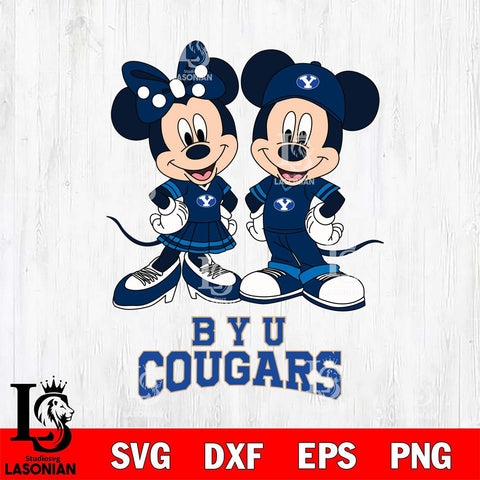 BYU Cougars Mickey Minnie Mouse rugby ball Svg Eps Dxf Png File, NCAA svg , File Cut , Digital Download , Instant Download, Cut Svg Files