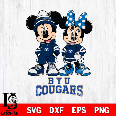 BYU Cougars Mickey Minnie Rugby Hoodie Svg Eps Dxf Png File, NCAA svg , File Cut , Digital Download , Instant Download, Cut Svg Files