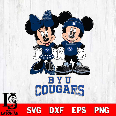 BYU Cougars Mickey Minnie Rugby ball Svg Eps Dxf Png File, NCAA svg , File Cut , Digital Download , Instant Download, Cut Svg Files