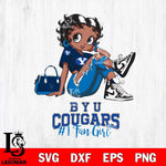 BYU Cougars #1 Black Fan Girl Betty Boop, Svg Eps Dxf Png File, Digital Download