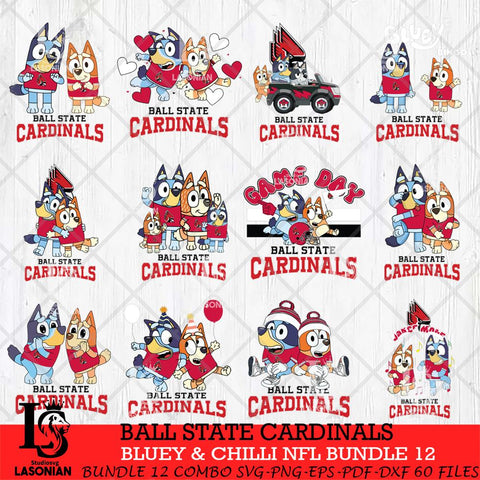 Ball State Cardinals Bluey & Bingo Bundle 12 SVG Svg Eps Dxf Png File, Bundle NCAA svg, Digital Download, Instant Download