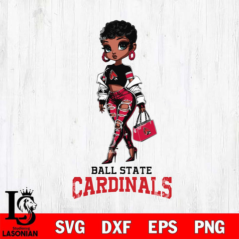 Ball State Cardinals Beautiful Black Fan Girl, Svg Eps Dxf Png File, Digital Download