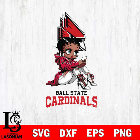 Ball State Cardinals Beauty Black Fan Girl Football, Svg Eps Dxf Png File, Digital Download