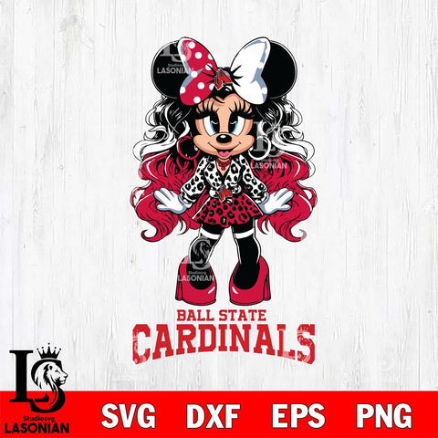 Ball State Cardinals Beauty Minnie Mouse Svg Eps Dxf Png File, Digital Download, Instant Download