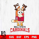 Ball State Cardinals Bluey Chilli Christmas Deer Svg Eps Dxf Png File, Digital Download