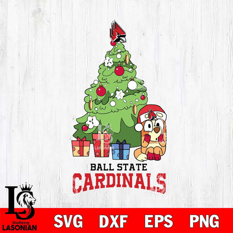 Ball State Cardinals Bluey Chilli Christmas Tree Svg Eps Dxf Png File, Digital Download