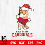 Ball State Cardinals Bluey Chilli Happy Christmas Svg Eps Dxf Png File, Digital Download