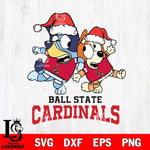 Ball State Cardinals Bluey Christmas Holiday Svg Eps Dxf Png File, Digital Download