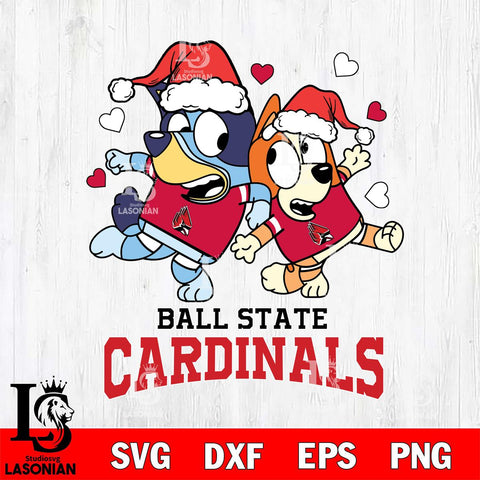 Ball State Cardinals Bluey Christmas NFL Svg Eps Dxf Png File, Digital Download